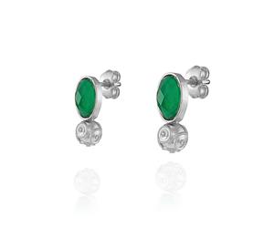 BRINCOS DE CONTAS DE VIANA PR COM PEDRA VERDE