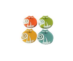 Base de Copos Vidro - Gato Amarelo