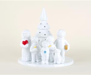 Árvore Família - Vidrado - Pais, 3 filhos e cão opcional