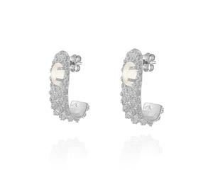 BRINCOS CURVADOS ELMA COLLECTION - PEDRA BRANCA