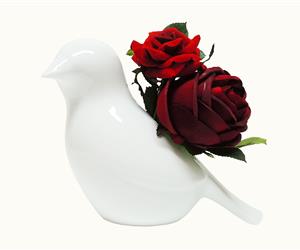 Pássaro Vaso - Vidrado c/ Rosas