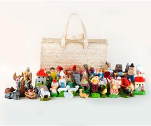 Presépio Completo Cerâmica - 40 Figuras c/ Cesto