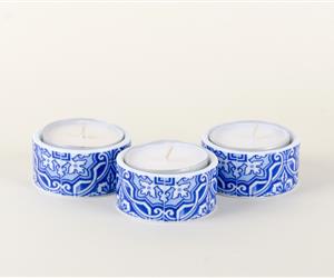 Porta-velas Baixo Azulejo