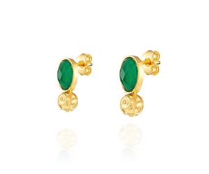 BRINCOS DE CONTAS DE VIANA COM PEDRA VERDE