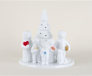 Árvore Família - Vidrado - Pais, 3 filhos, cão opcional