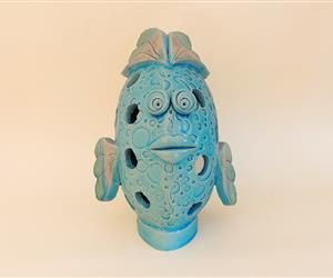 Peixe Balão - Luminária - Azul Claro