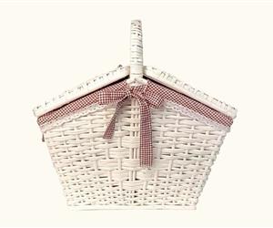 Cesto Pic-Nic em Vime Pintado - Cinzento Claro 