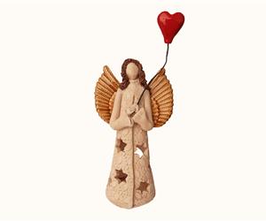 Anjo Coração - Grés vidrado - Luminária - L